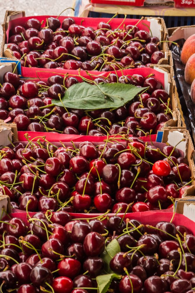Fresh cherries for sale at Central Market