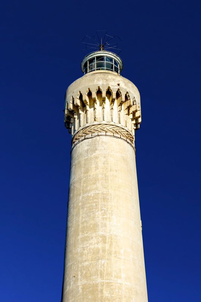 The top half of El Hank Lighthouse
