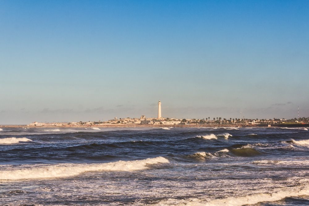 View of El Hank Lighthouse from across the ocean