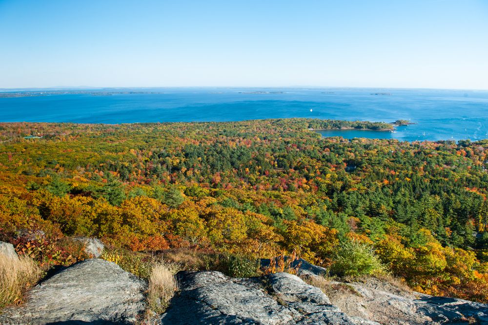 View of the coast from Mount Battie and Camden Hills State Park