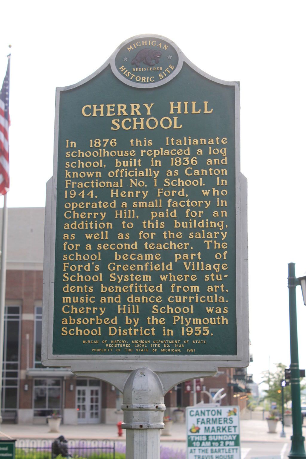 Historical marker of Cherry Hill School