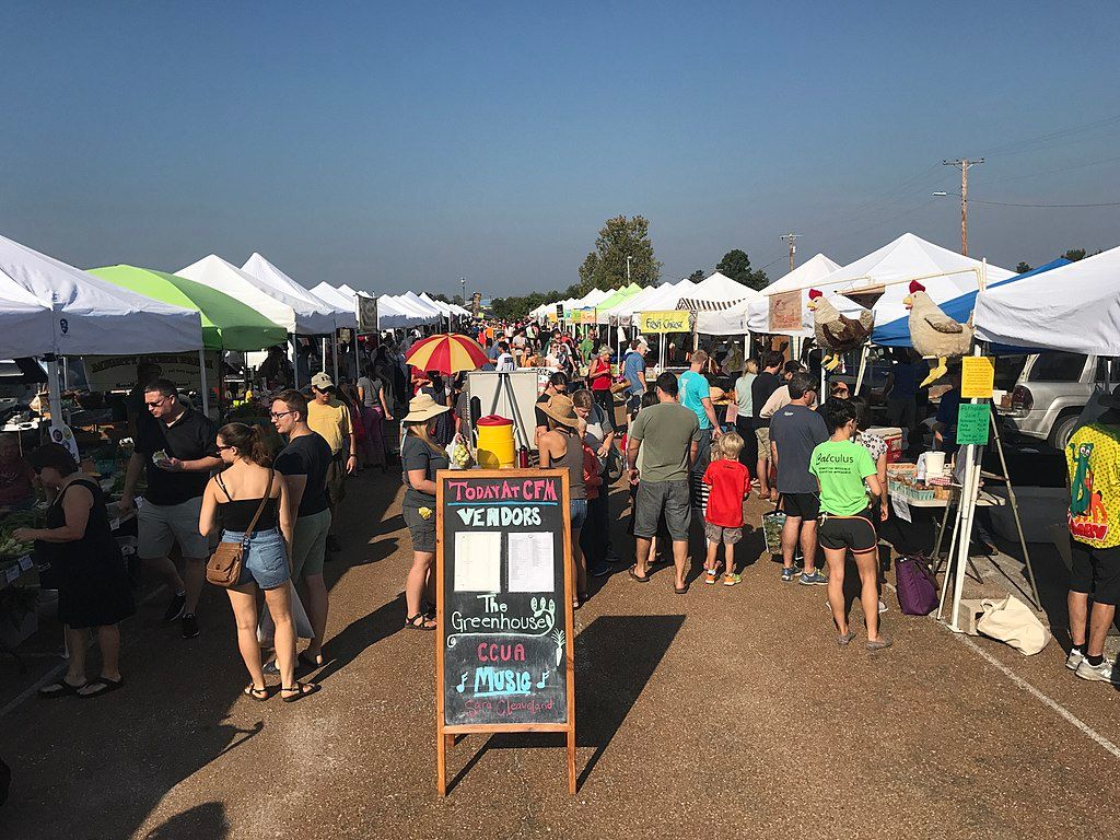 Shoppers at Columbia Farmers Market