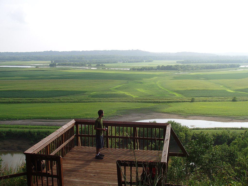 A person on Eagle Bluffs Conservation Area's overlook