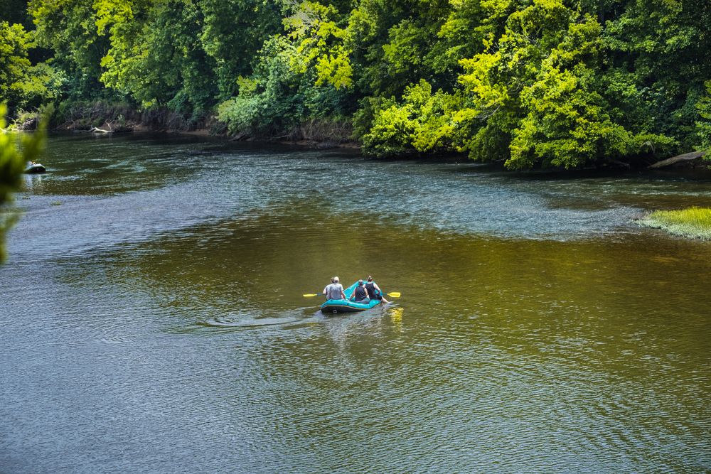 People rafting on Meramec River