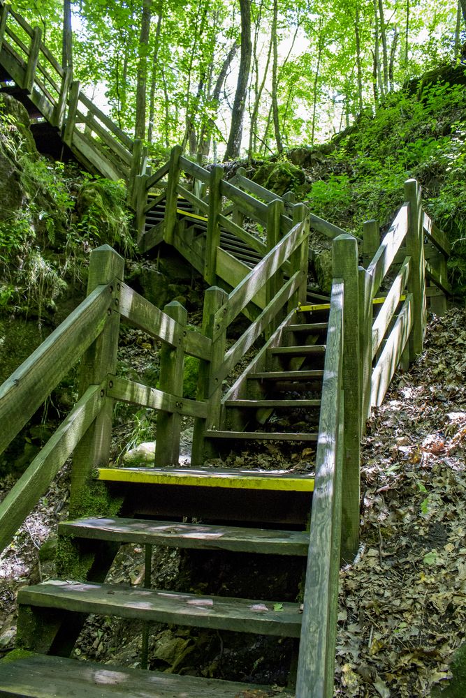 Wooden stairs at Rock Bridge Memorial State Park
