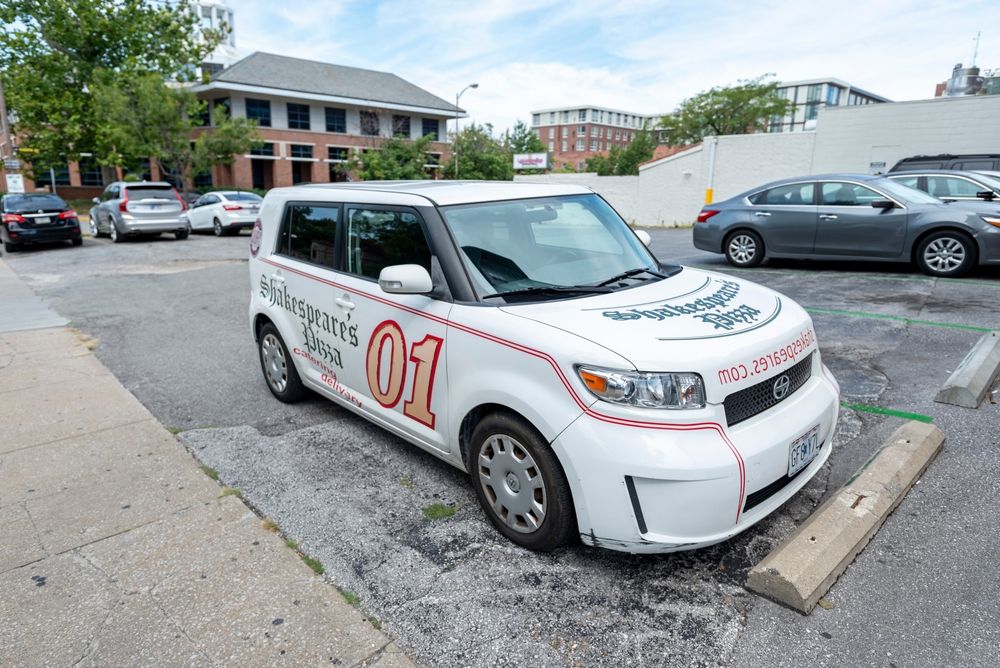 Delivery vehicle of Shakespeare's Pizza