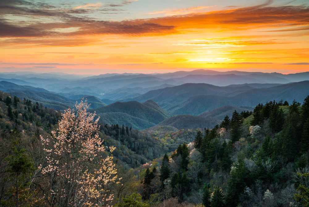 Scenic sunset at Blue Ridge Parkway
