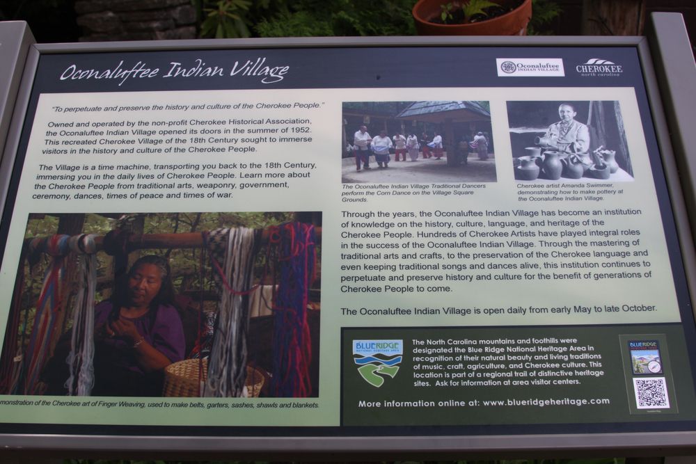 Information board at Oconaluftee Indian Village
