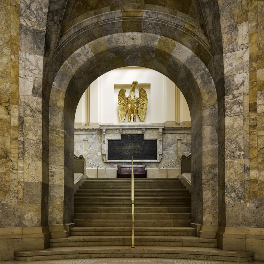 Grand staircase of New Hampshire Historical Society Museum