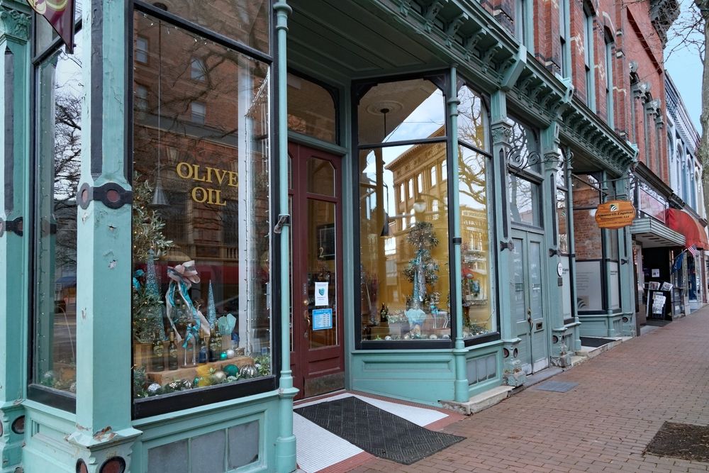 A storefront at Corning's Gaffer District