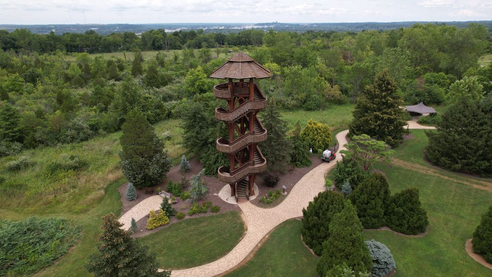 Scenic aerial view of the Tree Tower
