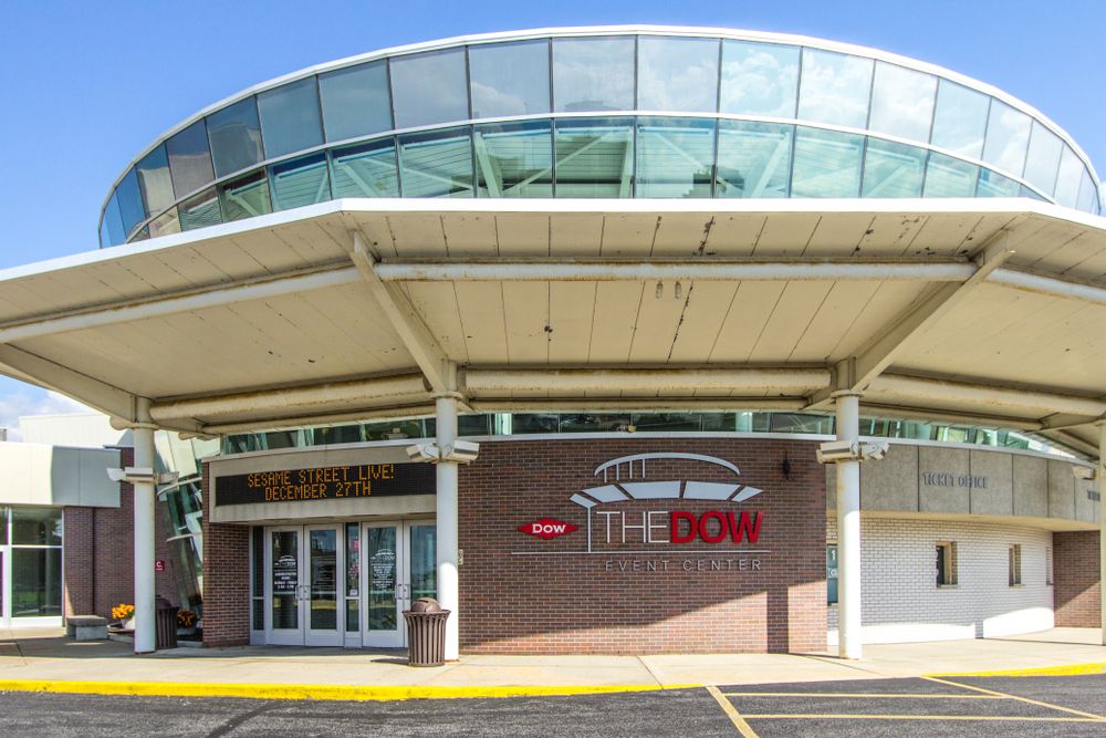 Front View of Dow Event Center's exterior