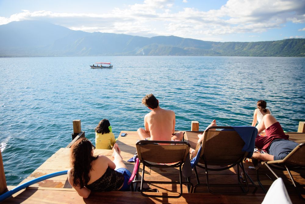 People in Lake Coatepeque