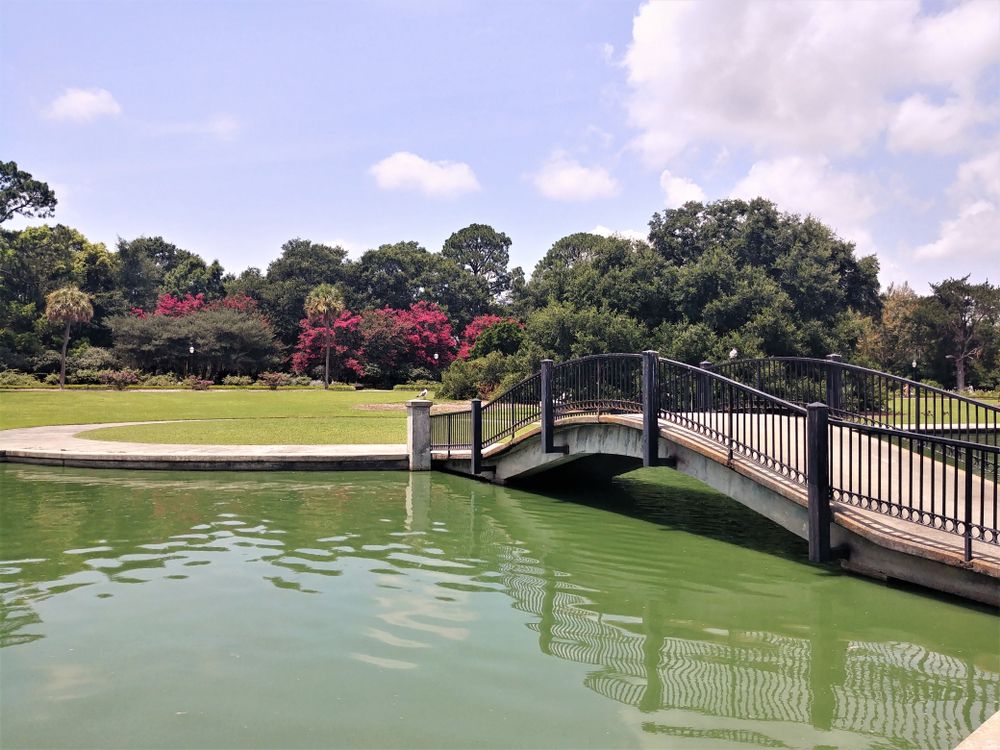 Bridge over Hampton Park's pond