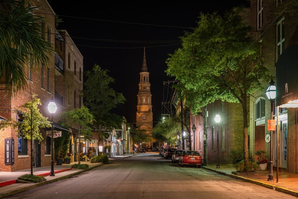 View of St. Philip’s Church at night