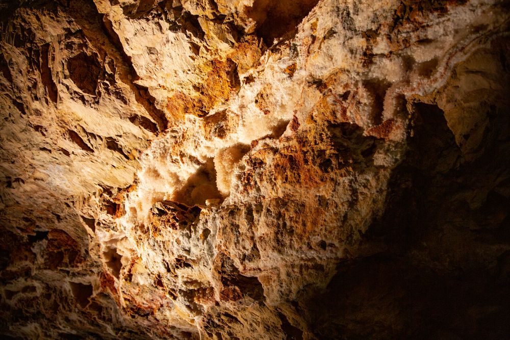 Close view of Jewel Cave National Monument's rock formations