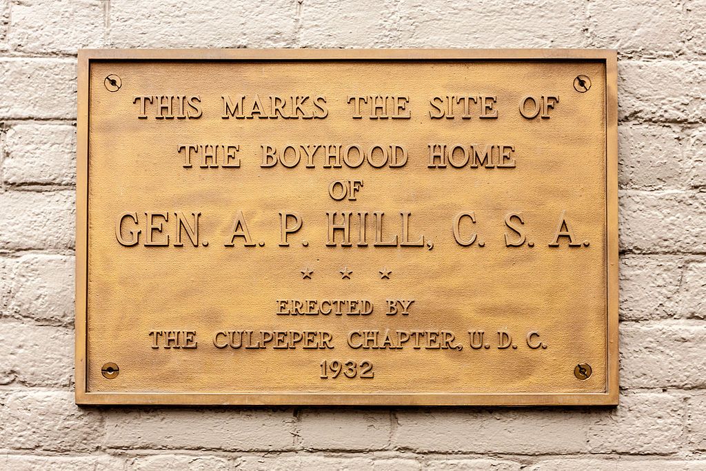 A marker plaque at the A.P. Hill Boyhood Home.
