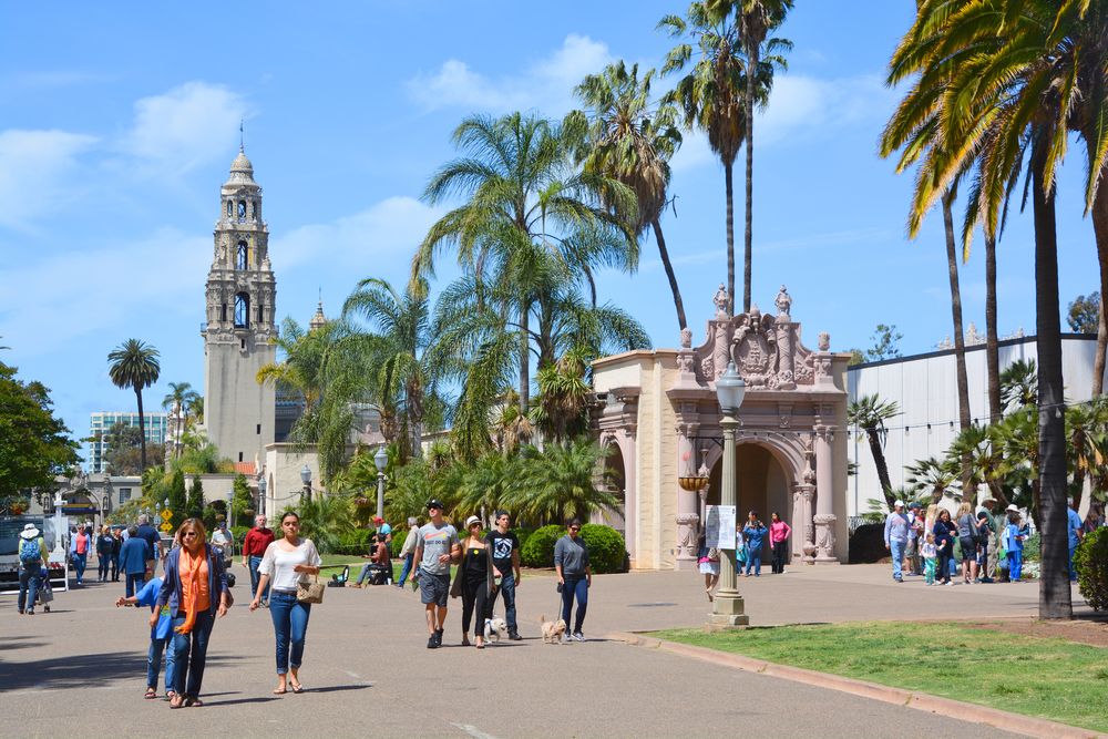 People touring around Balboa Park