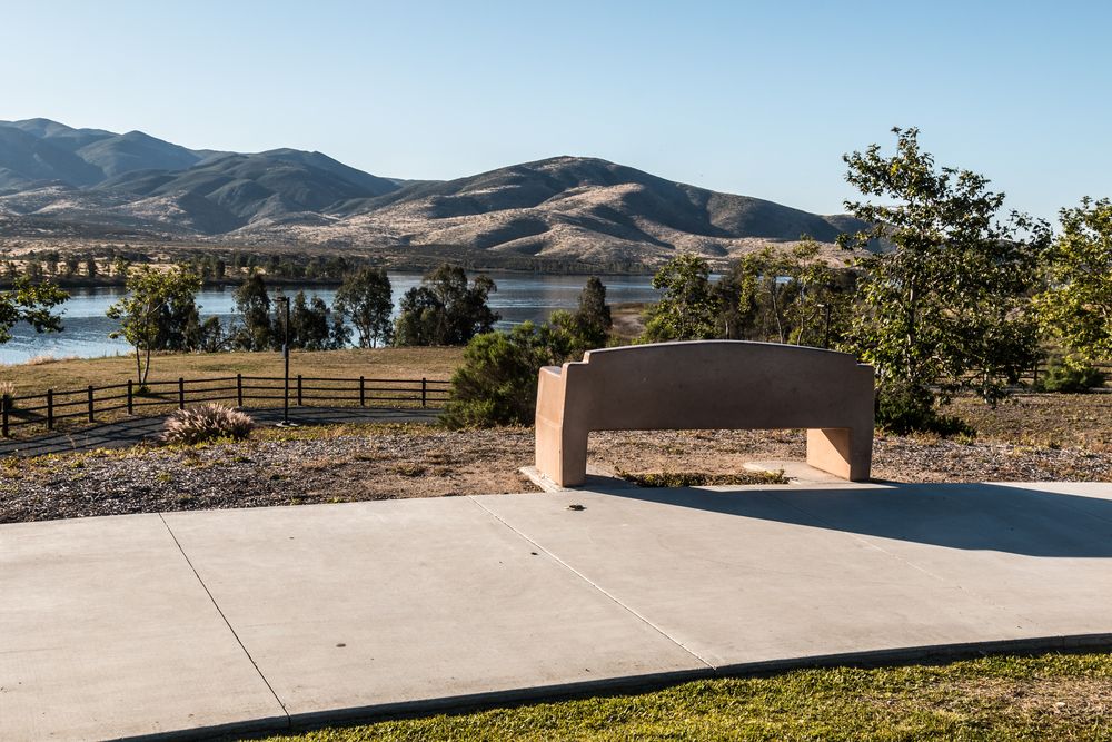 Stone bench at Mountain Hawk Park