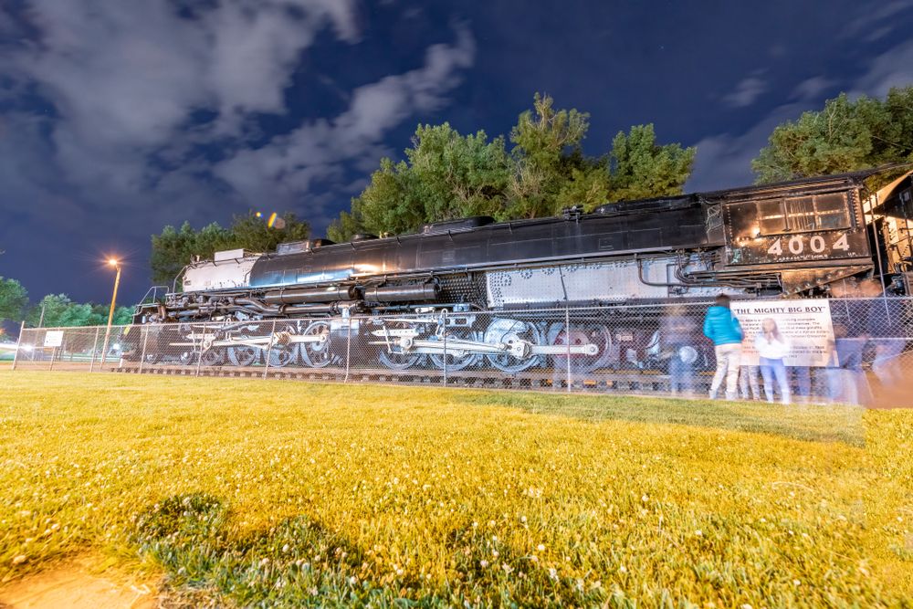 Night view of the Big Boy Steam Engine