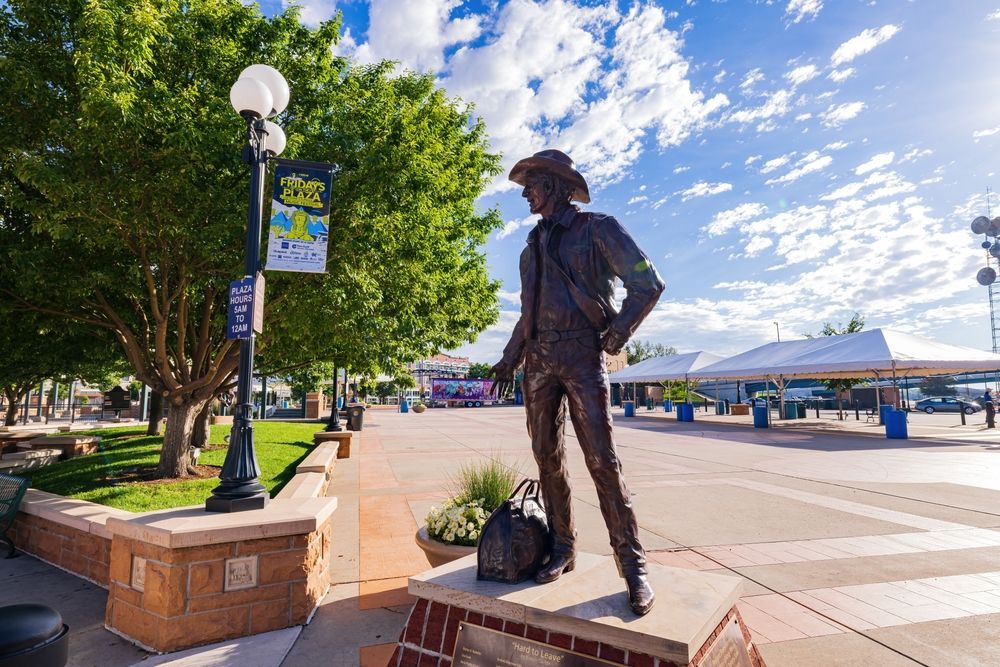 A statue at Cheyenne Depot Plaza