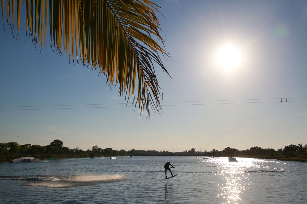 Scenic view of a wakeboarder at Ski Rixen