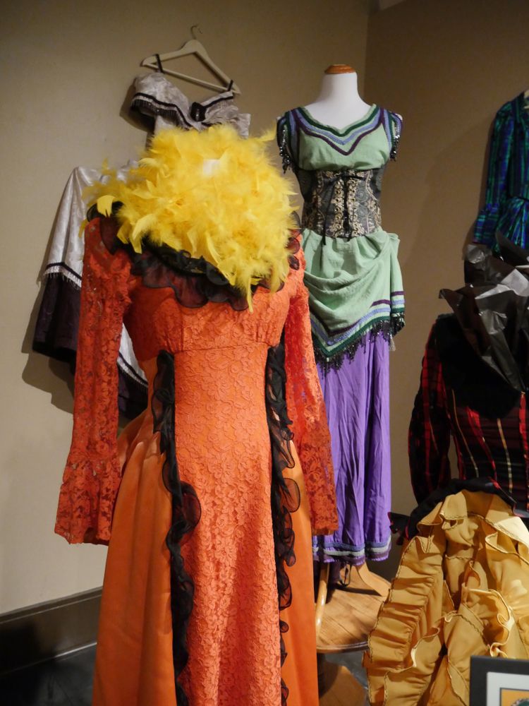 Corset dresses displayed inside Boot Hill Museum