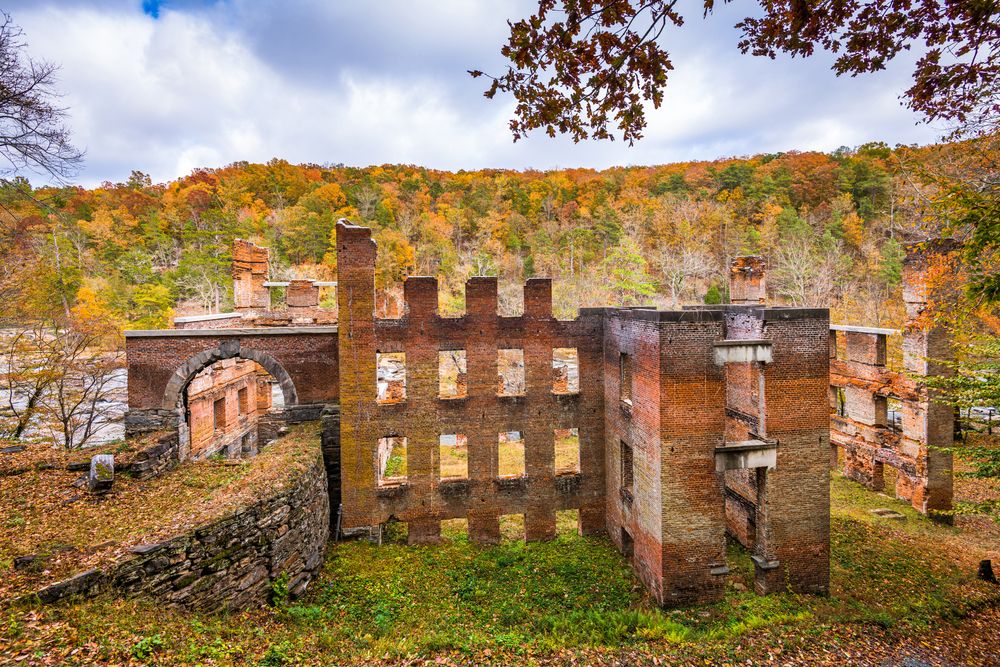 Daytime view of the New Manchester Mill Ruins