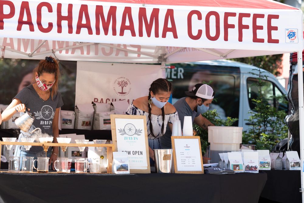 Coffee vendor at Davis Farmers Market