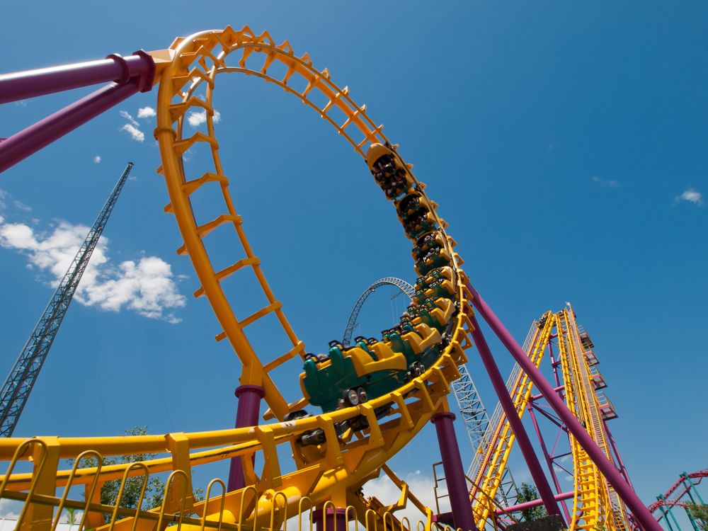 Roller coaster at Elitch Gardens