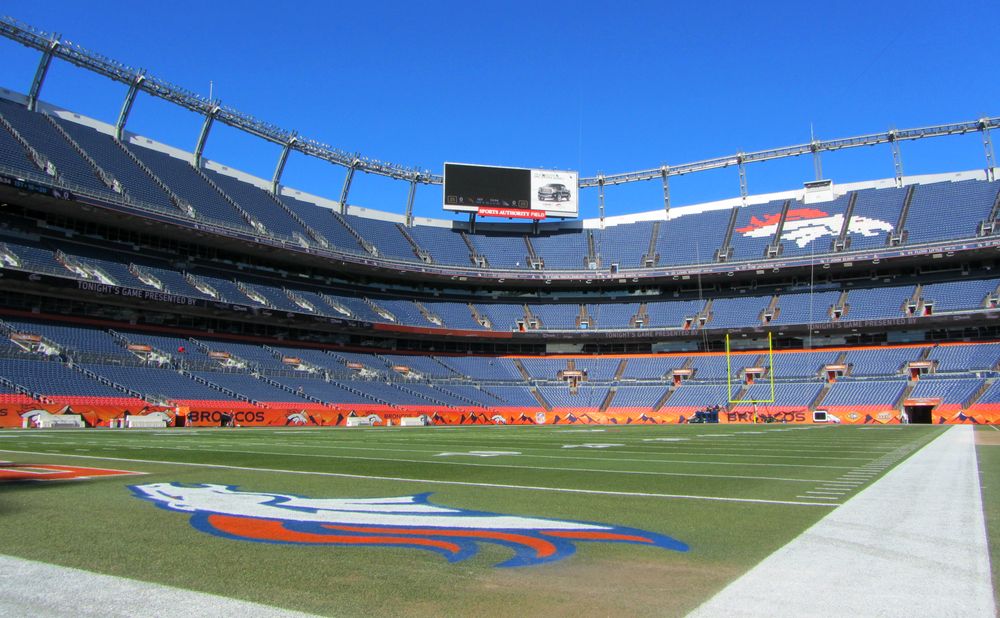 The field of Mile High Stadium