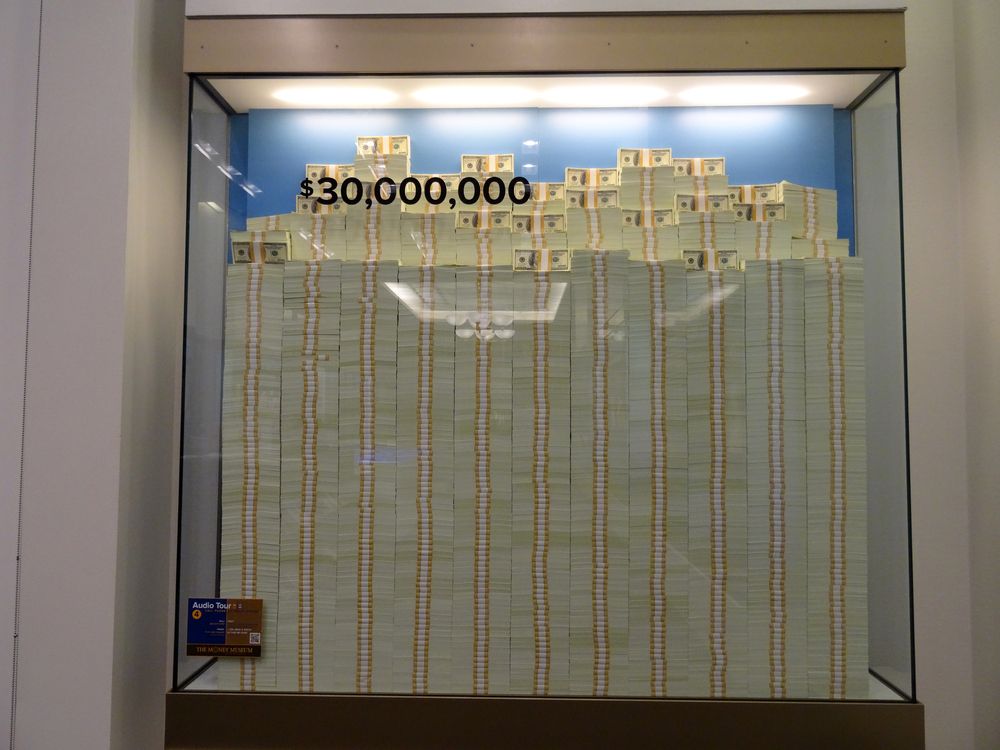 Dollar bill stacks in the United States Mint