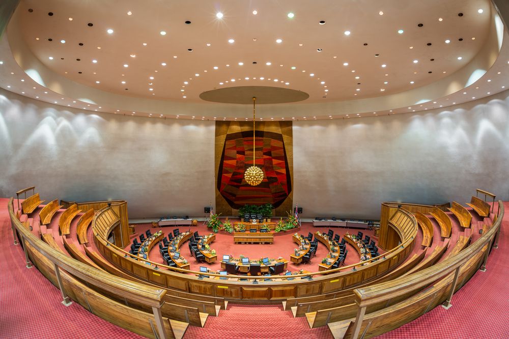 House of representatives chamber in Hawaii State Capitol