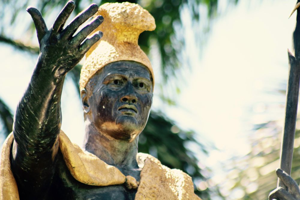 Closeup view of King Kamehameha Statue