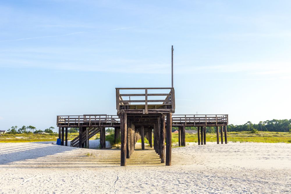 Front view of Dauphin Island Pier