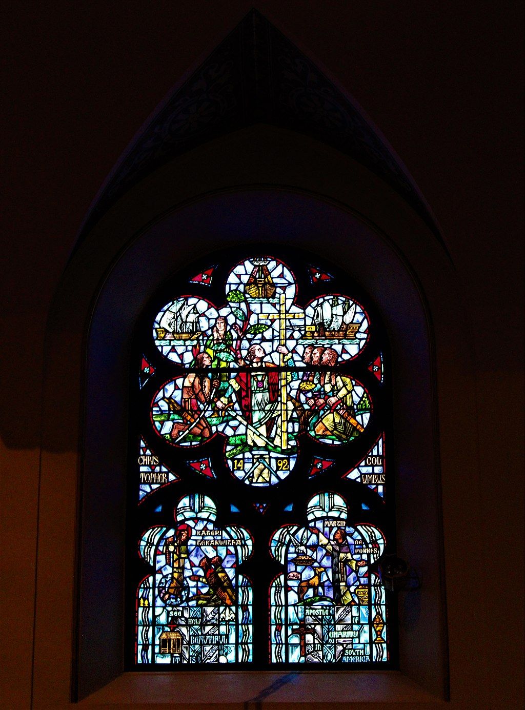 Stained glass window of St. Ambrose Cathedral