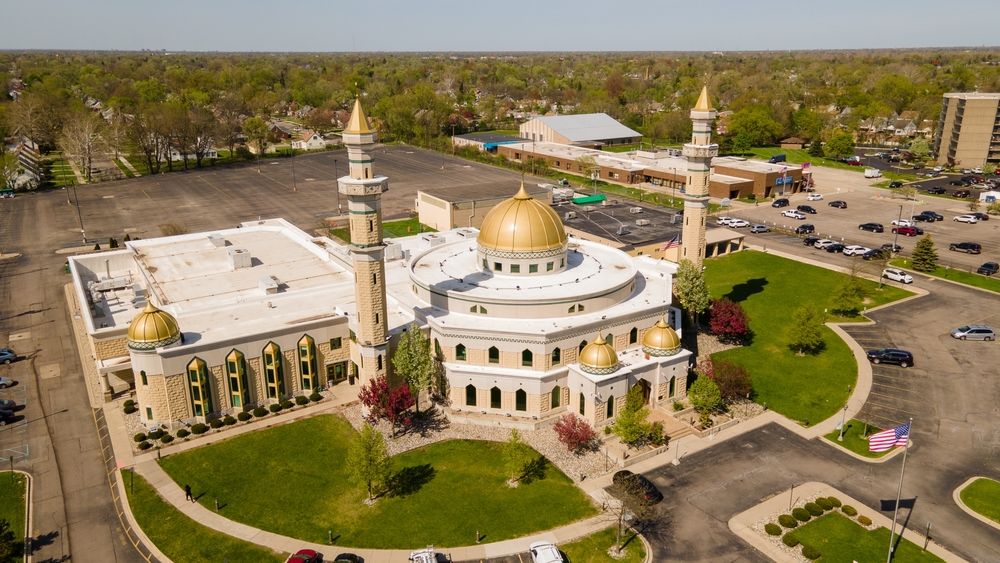Aerial view of the Islamic Center of America
