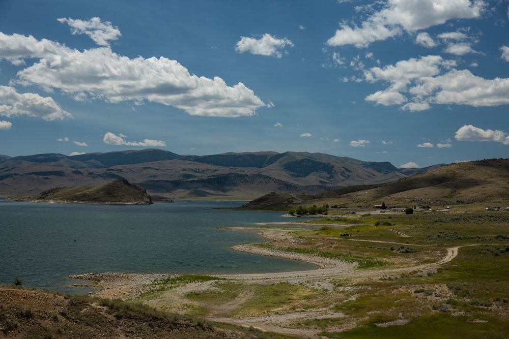 Scenic view of Clark Canyon Reservoir