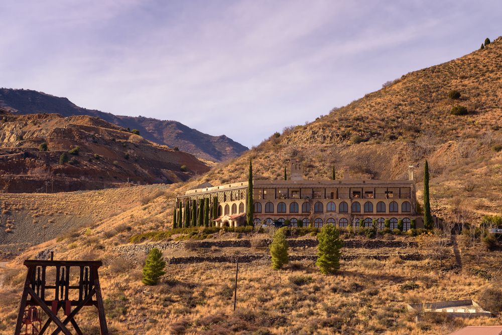 Exterior of the douglas mansion at Jerome State Historic Park