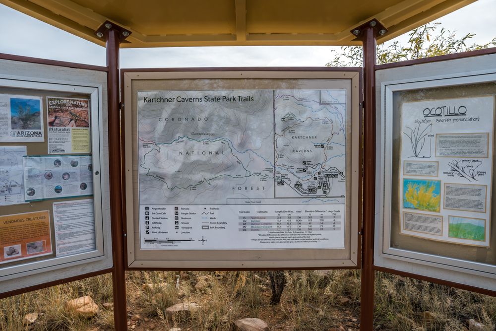 Map board of Kartchner Caverns State Park