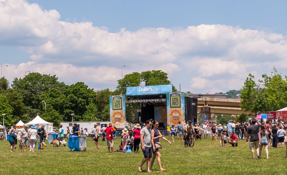 People at Point State Park during a festival