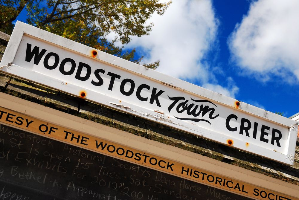 Sign of Woodstock Town Crier