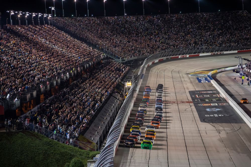 Race cars on Darlington Raceway