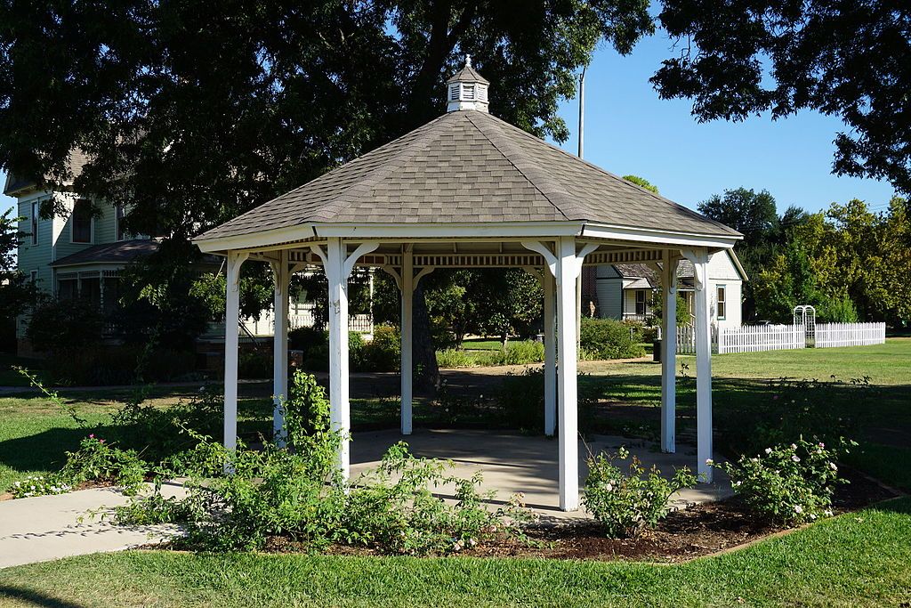 A gazebo on the grounds of Bayless-Selby House Museum