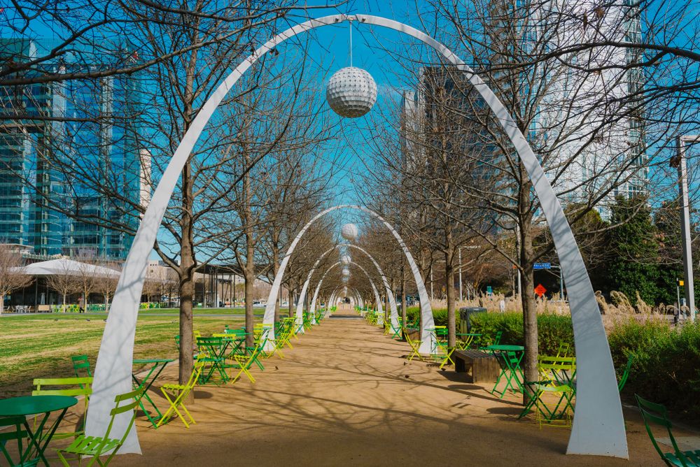Arches at Klyde Warren Park's trail