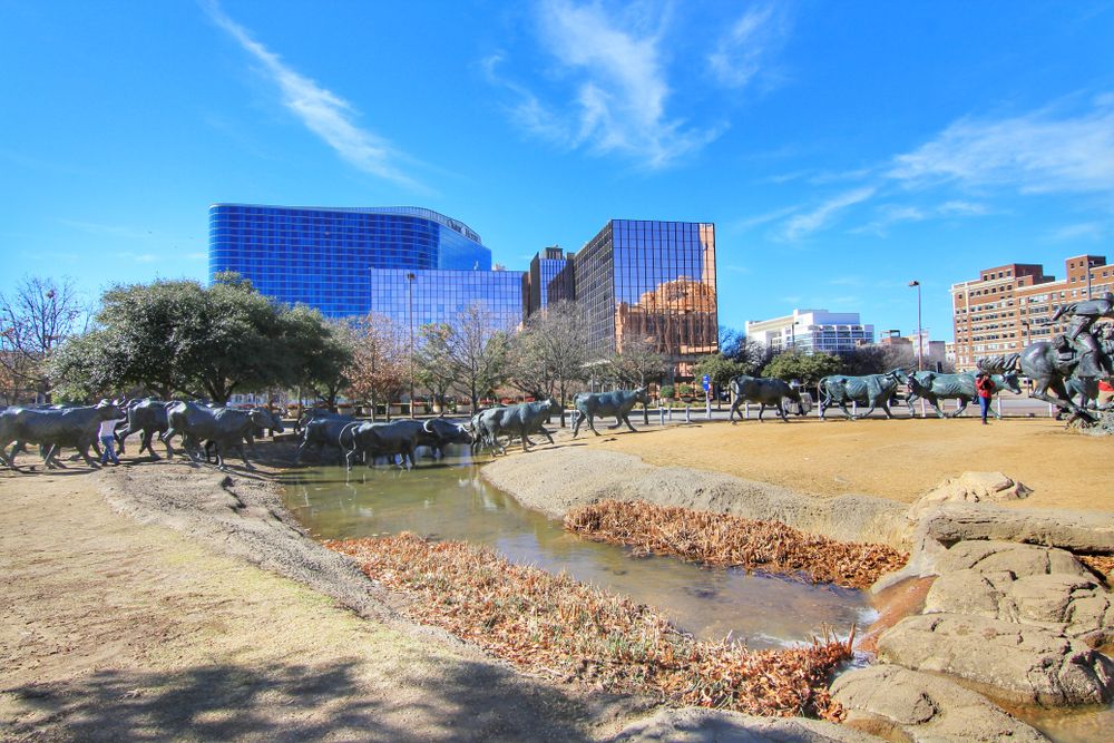 The grounds of Pioneer Plaza