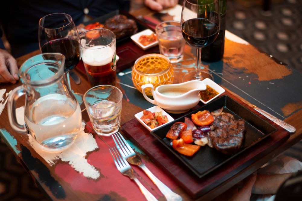 A plate of steak in La Boca Steakhouse