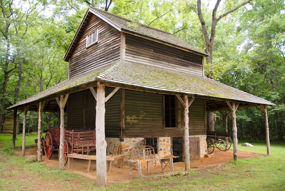 Exterior of Duke Homestead State Historic Site's tobacco pack house