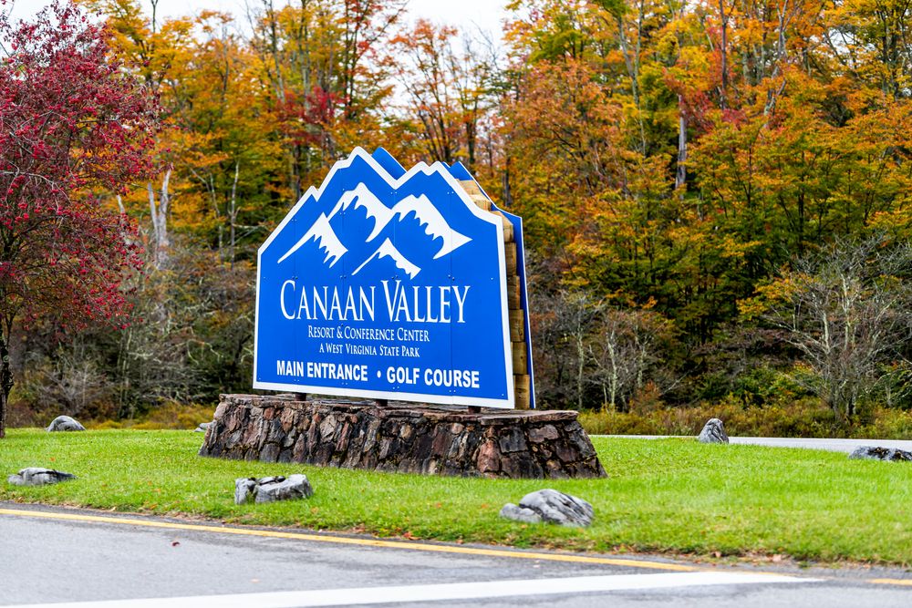 Welcome sign of Canaan Valley Resort State Park