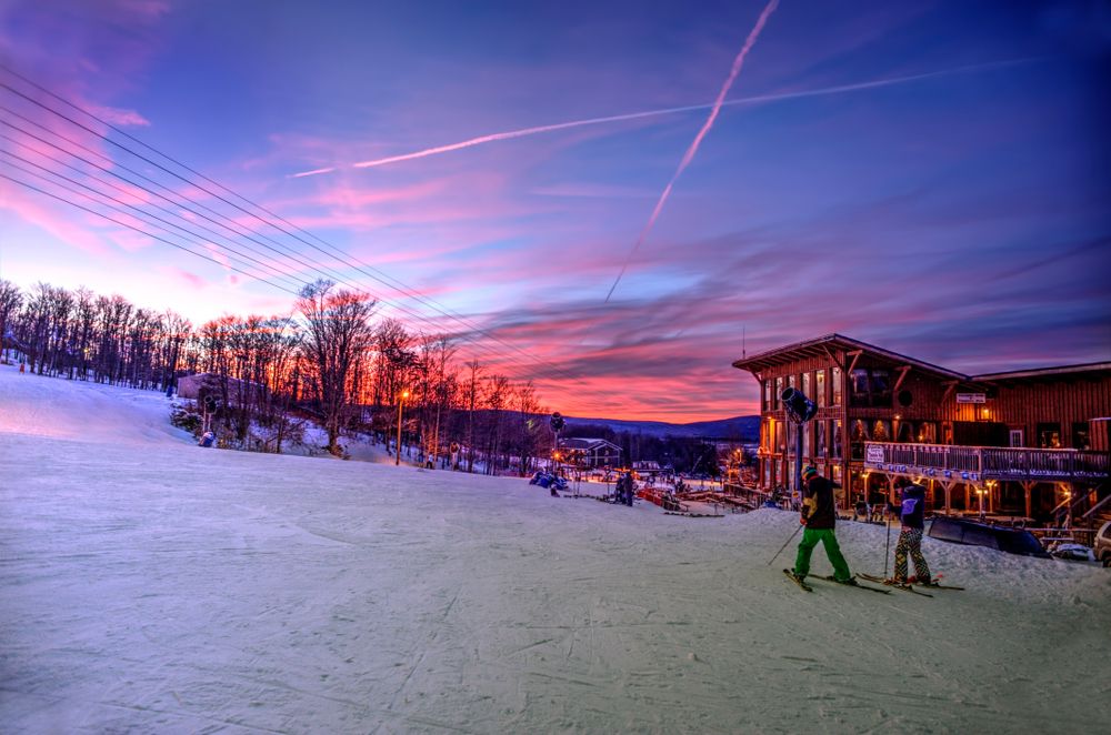 Skiers at Timberline Mountain